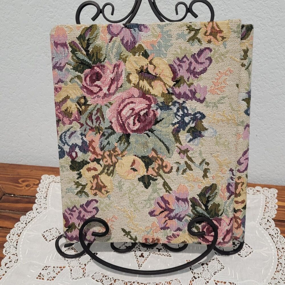 Junk Journal Base Photo Album Finished Tapestry cover 11 blank black pages 80s